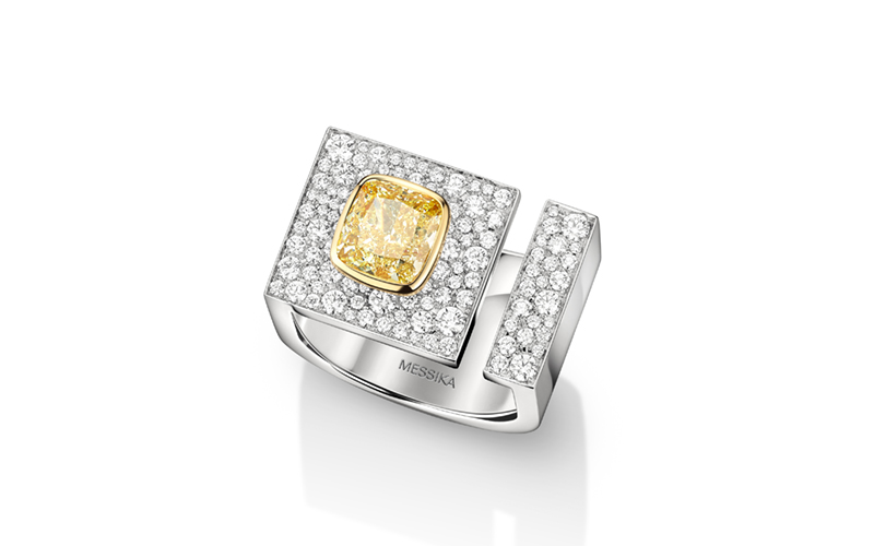 Кольцо Messika Glitter Fever из белого золота с желтым и прозрачными бриллиантами (общий вес: 2,73к)