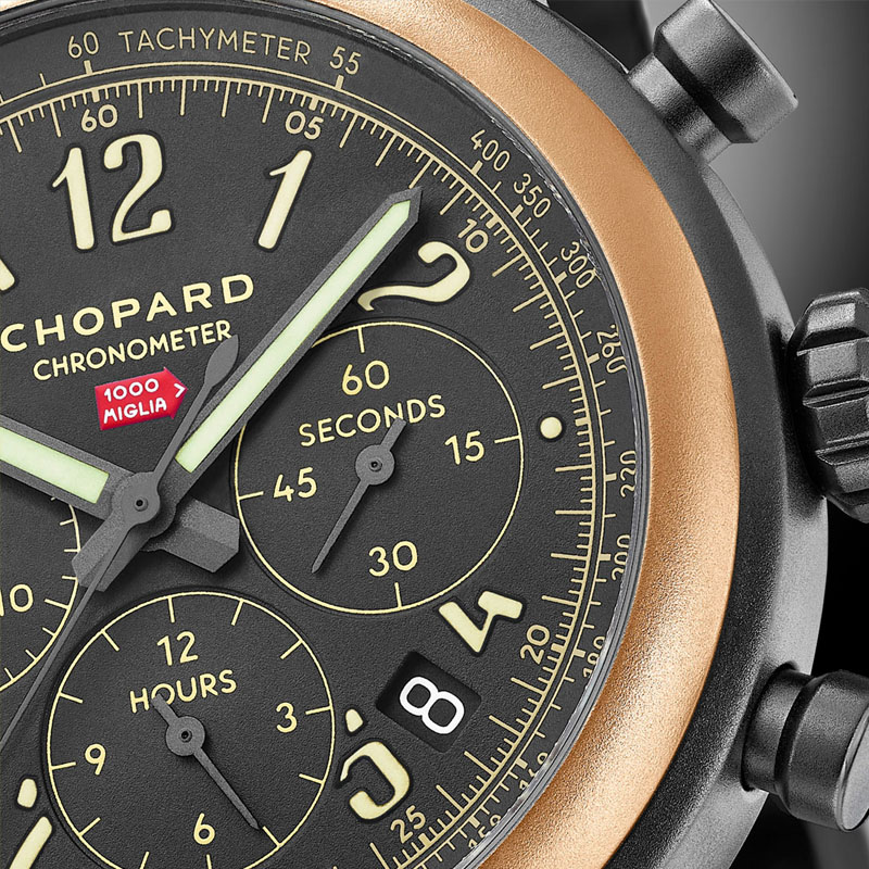 Лимитированные часы Chopard Mille Miglia Chronograph в 42 сс корпусе из стали и розового золота с хронографом и датой