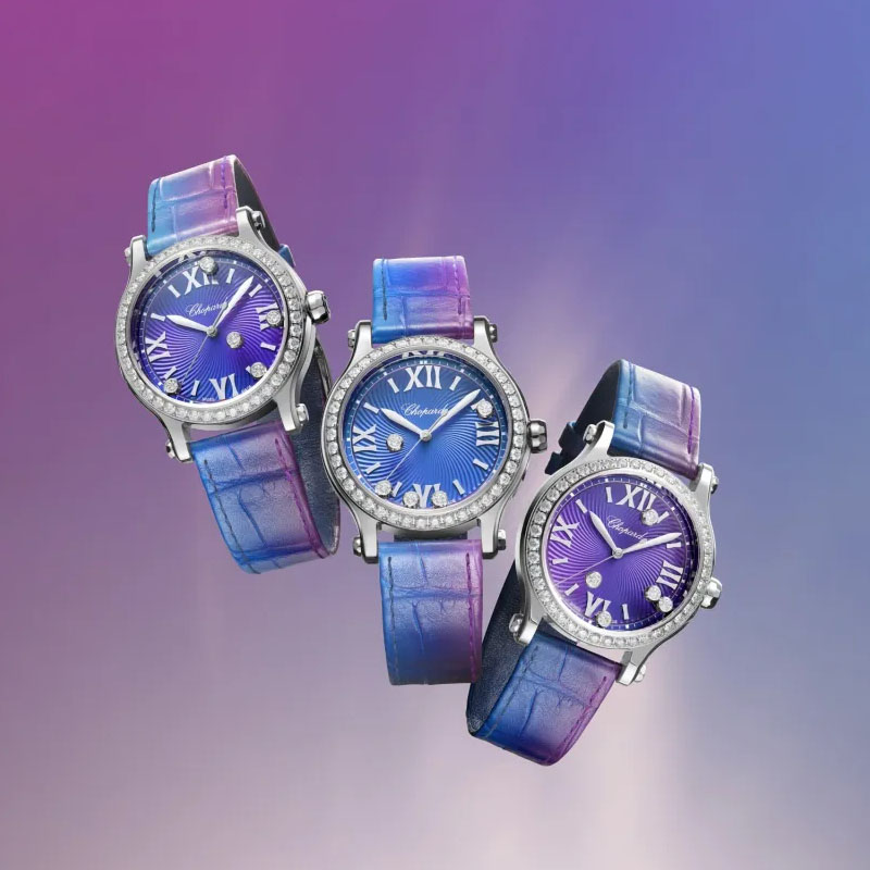 Часы Chopard Happy Sport Purple Night в 33 мм корпусе из стали с бриллиантами