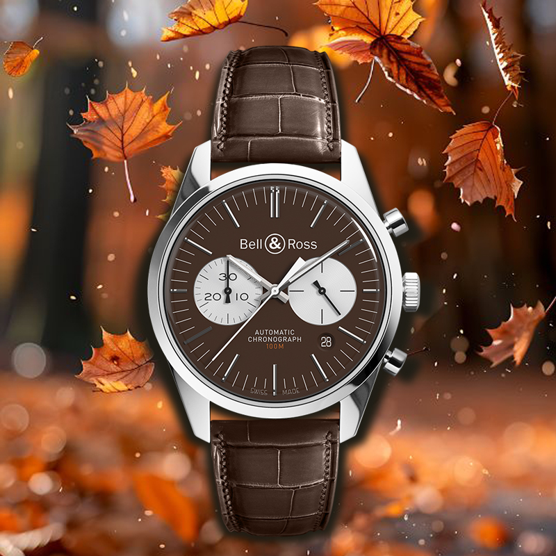 Хронограф Bell & Ross Officer Brown в 41 мм корпусе из стали с индикатором даты 