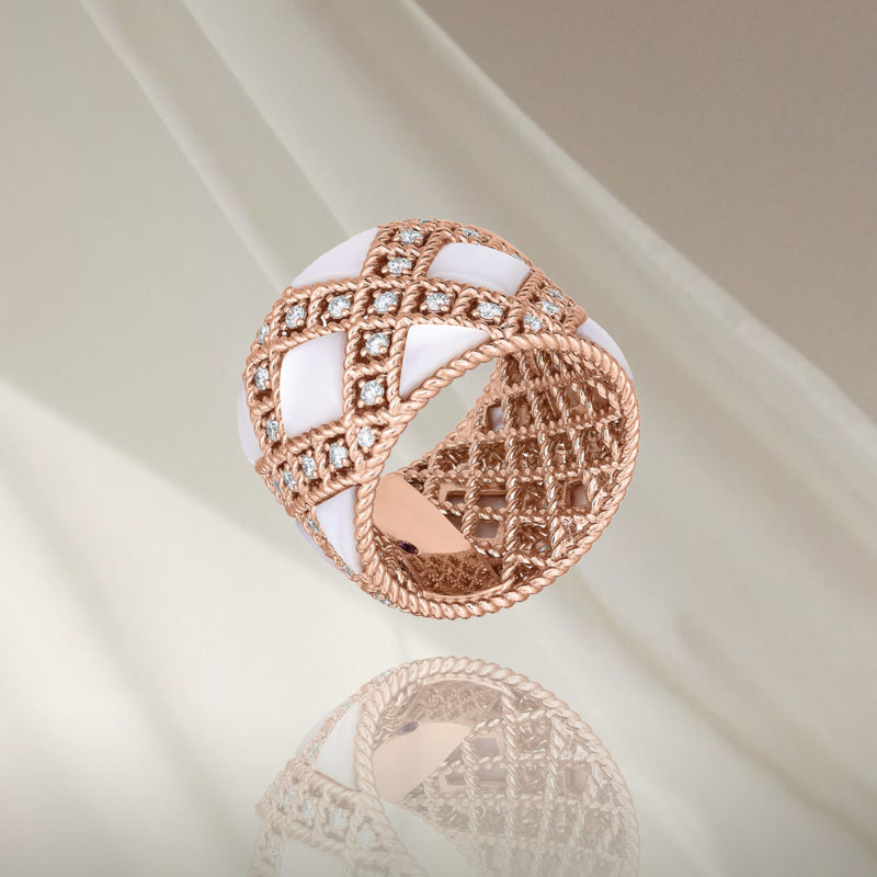 Кольцо Roberto Coin Palazzo Ducale из розового золота с бриллиантами и перламутром