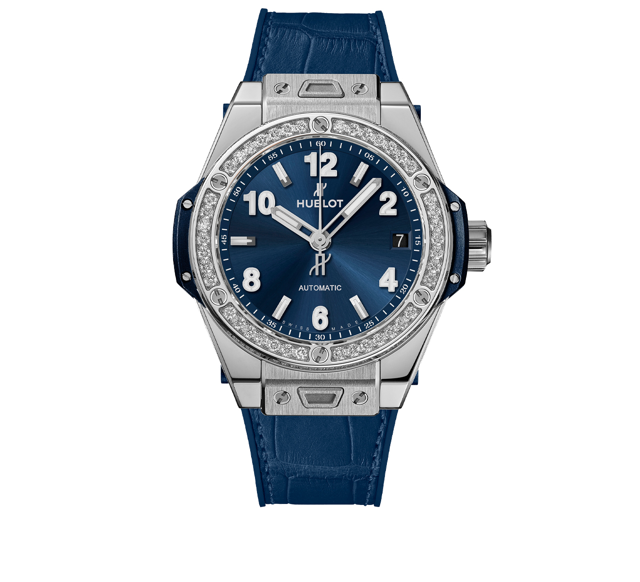 Часы One Click Steel Blue Diamonds HUBLOT Big Bang 465.SX.7170.LR.1204 - фото 1 – Mercury