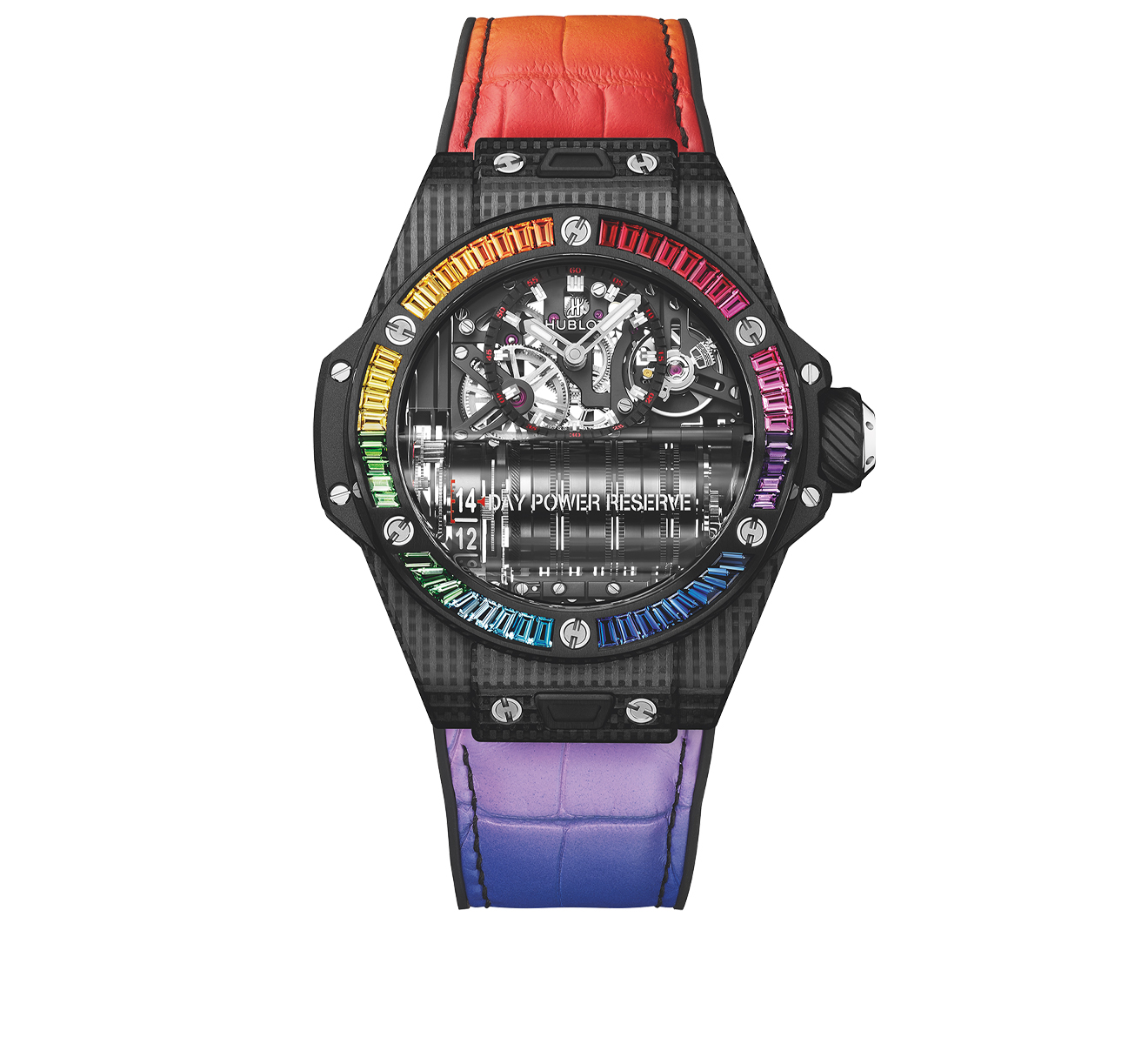 Часы Mp-11 Power Reserve 14 Days 3D Carbon Rainbow HUBLOT Big Bang 911.QD.0123.LR.4099 - фото 1 – Mercury