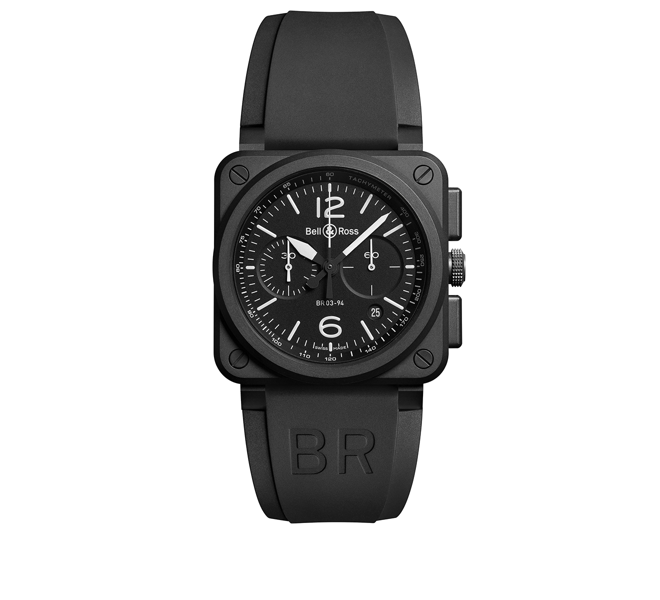 Black Matte Chrono Bell Ross BR 03 BR0394 BL CE 42