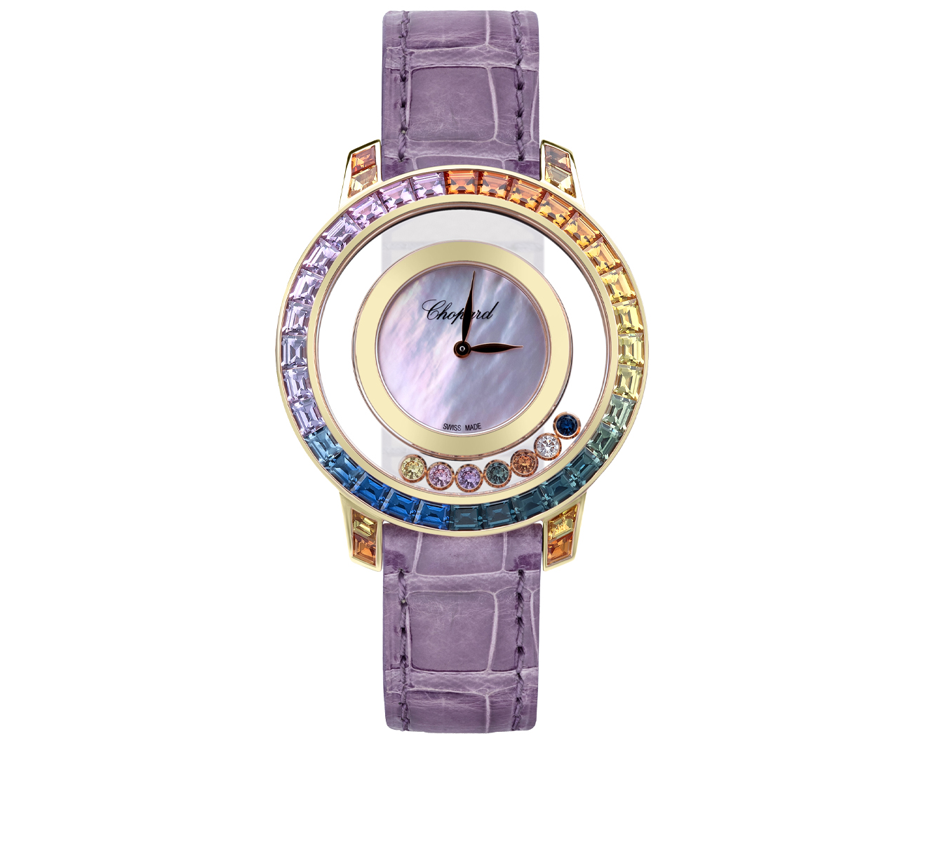 Rose Gold Sapphire Rainbow Chopard Happy Diamonds 20A002 5901